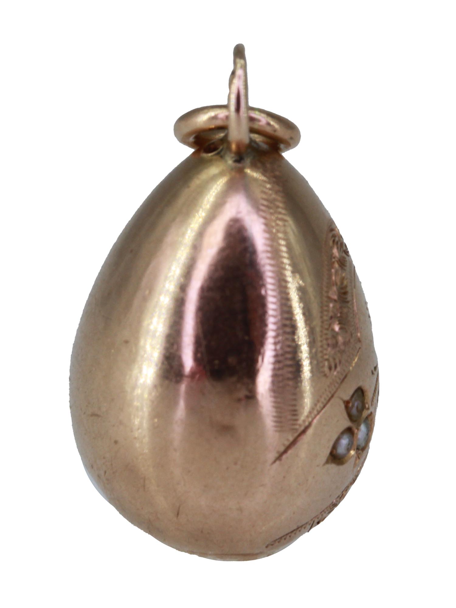 RUSSIAN GOLD EASTER EGG PENDANT WITH SAPPHIRE PIC-3